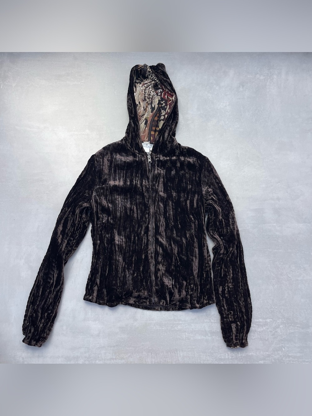 Alberto Makali Brown Reversible Zip-Up Crushed Velvet Jacket